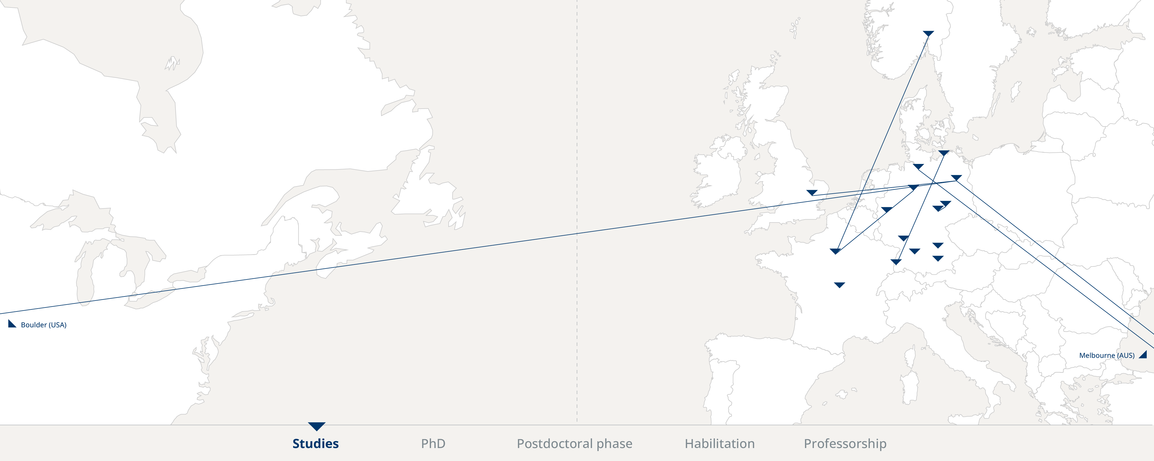 World map of professors' international experience